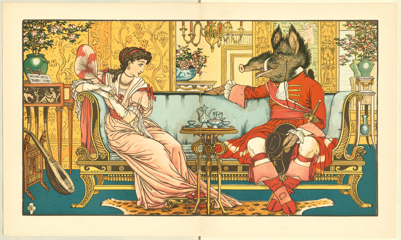 Piirros Walter Crane: Beaty and the Beast, 1895